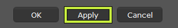 The OK, Apply and Cancel buttons at the bottom of the configuration window, with Apply outlined.
